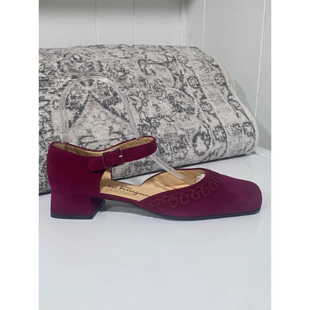 Salvatore Ferragamo Suede D'orsay in Rasberry Size 7